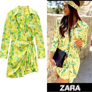 Zara Green/Yellow Wrap Dress & Matching Headband - NWT!